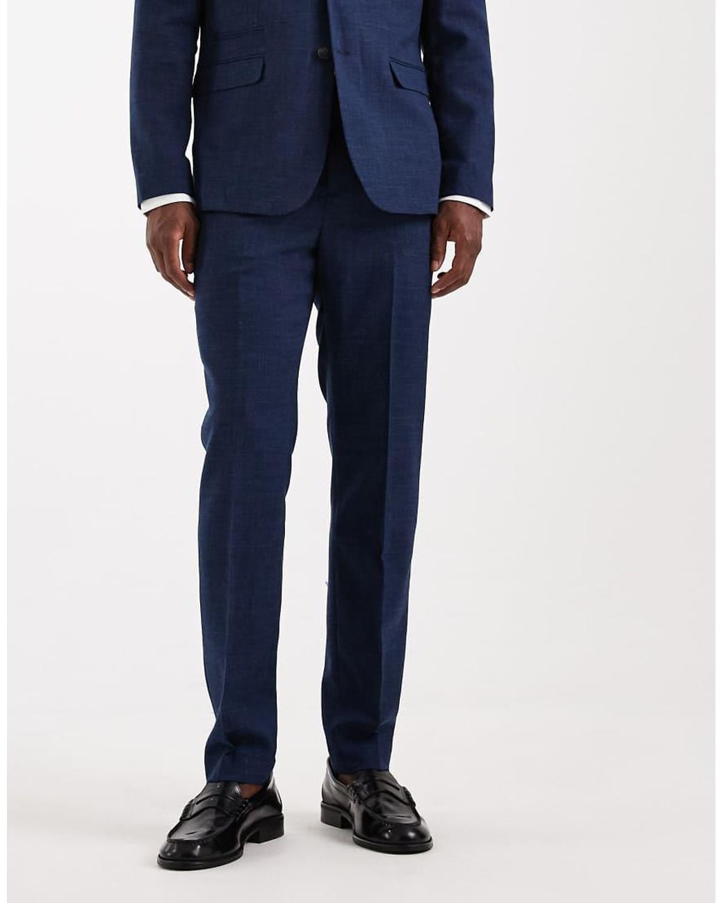 SELECTED Blue Linen Blend Slim Fit Trousers for men