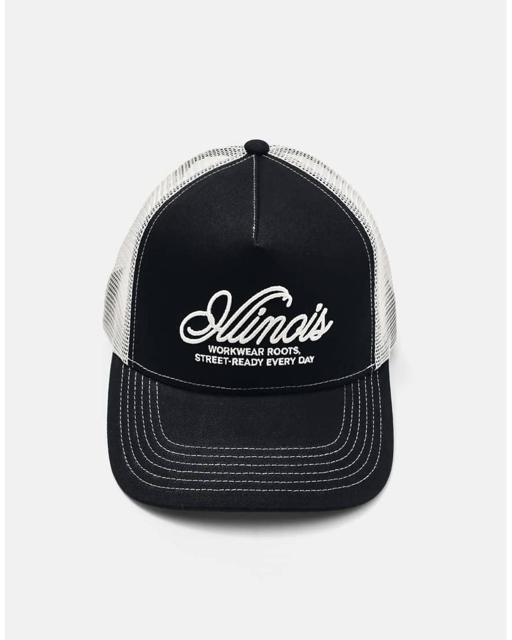 Pull&Bear Black Illinois Trucker Cap for men