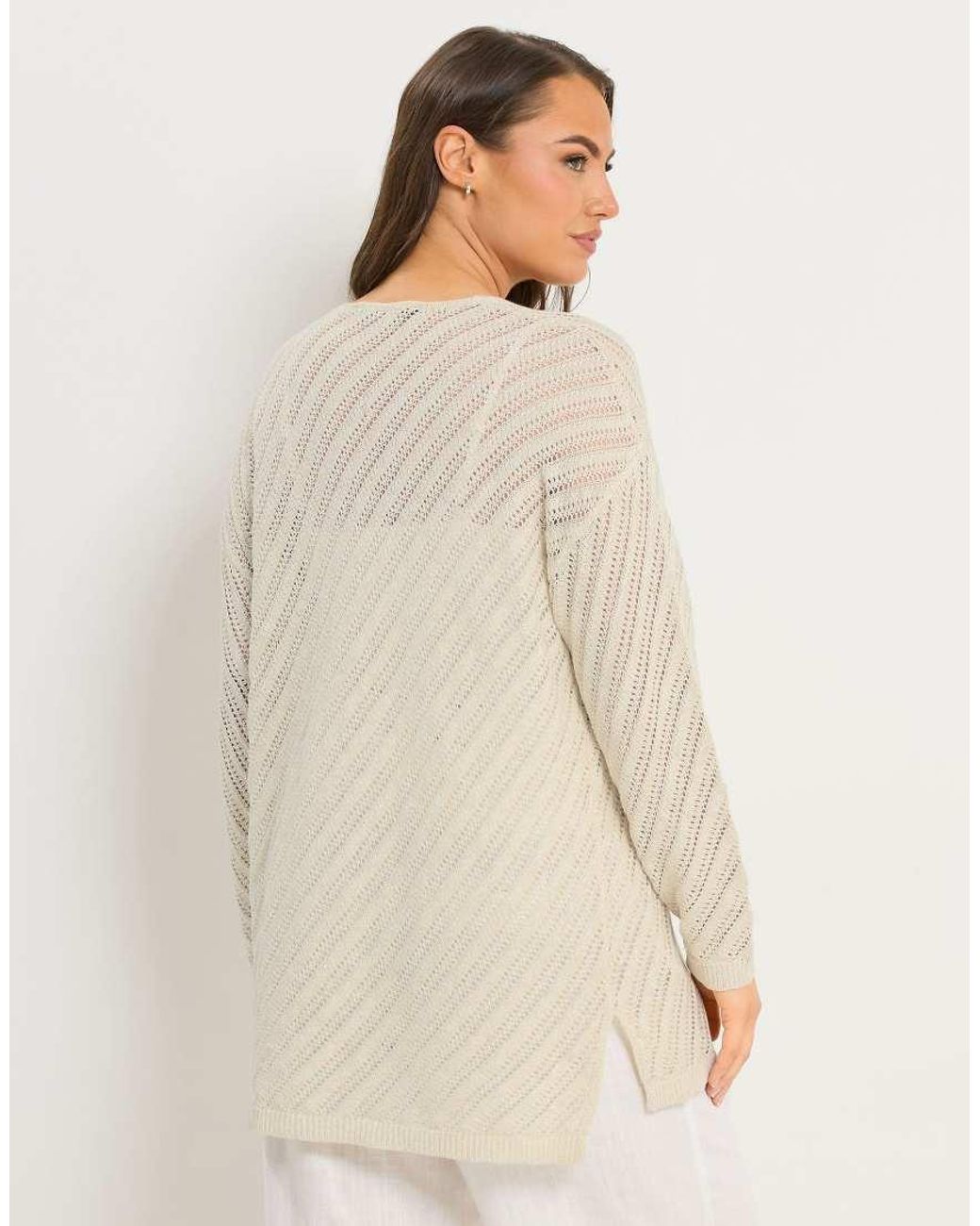 Yours Clothing Natural Knitted Long Sleeve Top
