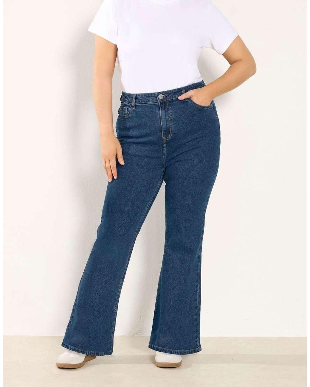 Yours Clothing Blue Flare Stretch Jeans