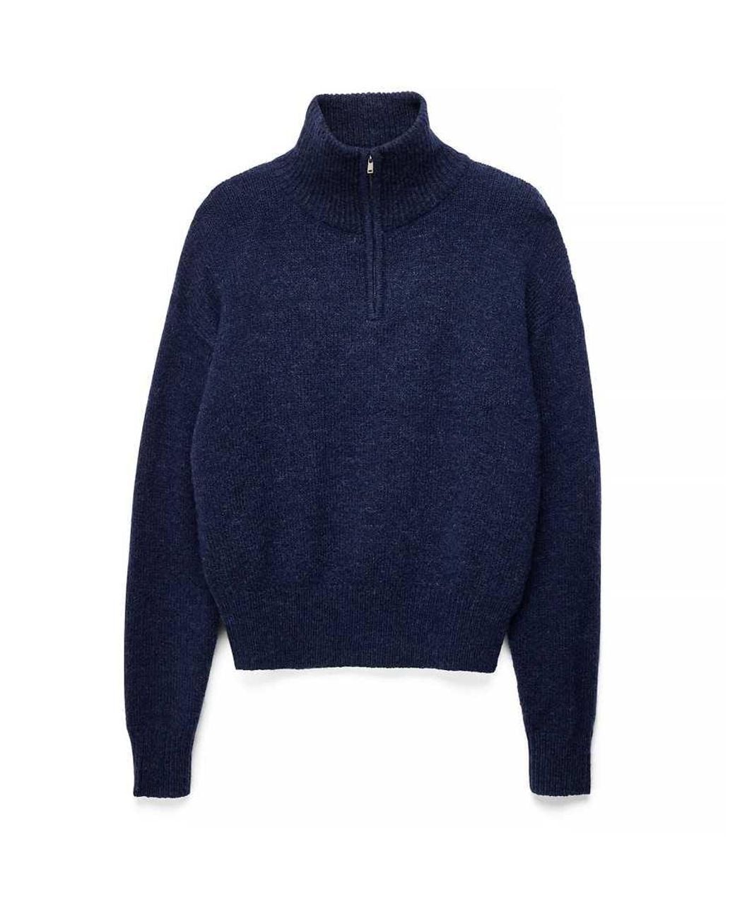 NA-KD Blue Wool Blend Zipper Sweater