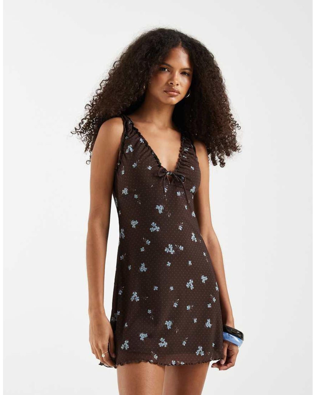 Hollister Brown V-neck A-line Mini Dress