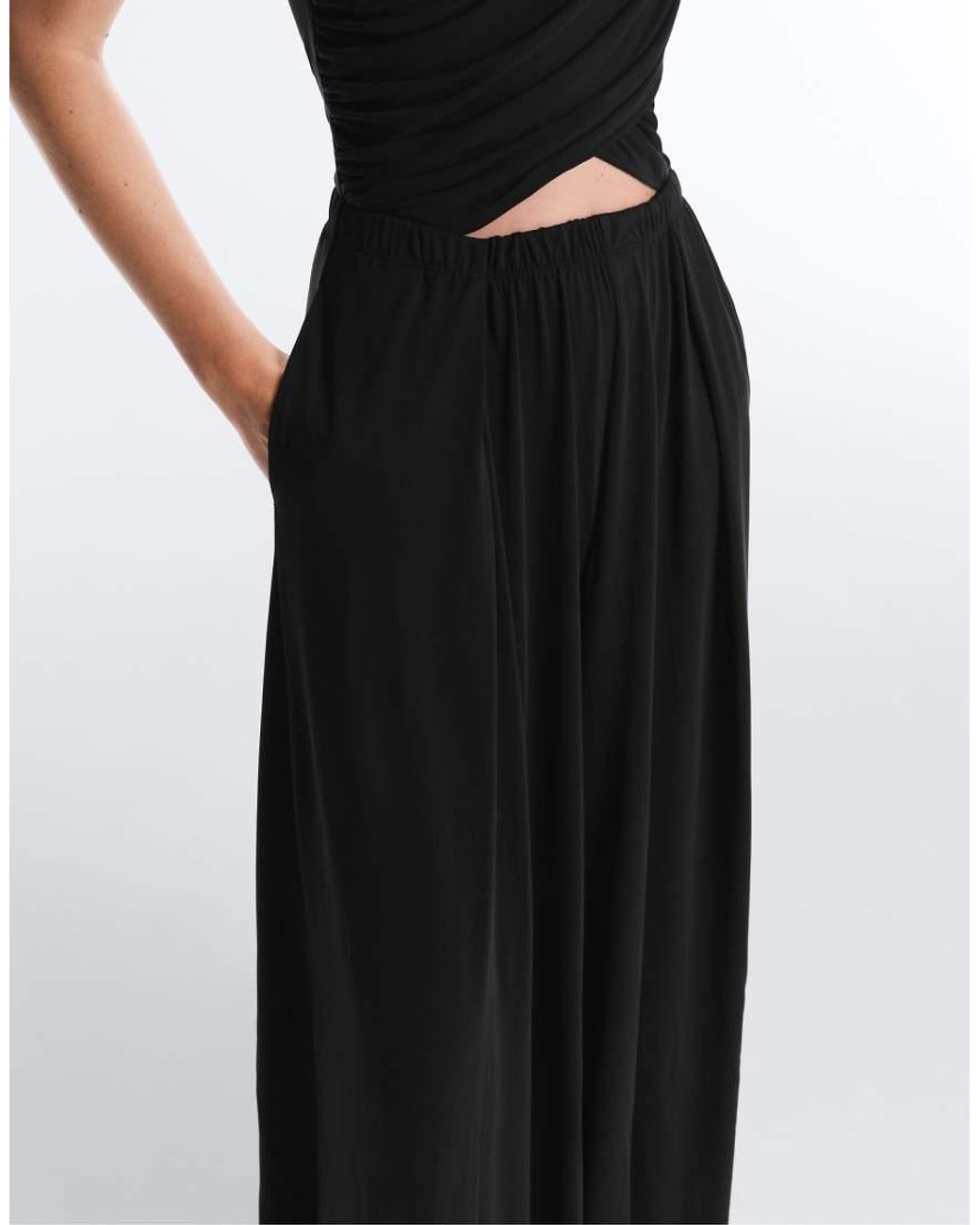 Oysho Black Long Wrap Modal Blend Jumpsuit