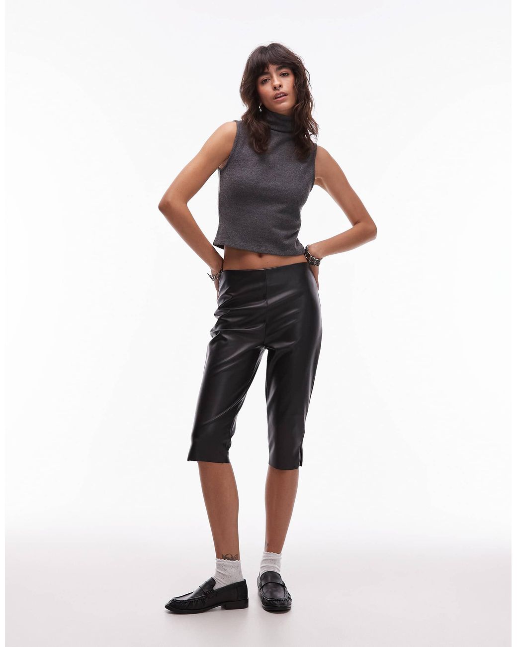 ASOS Black Pu Capri