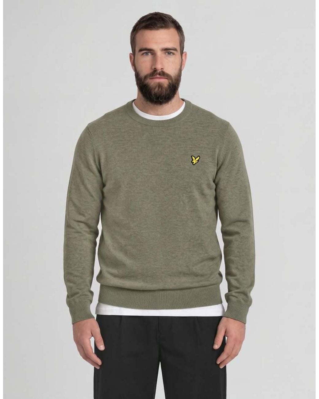 Lyle & Scott Green Mid Knits Lambswool Blend Crew Neck Jumper for men