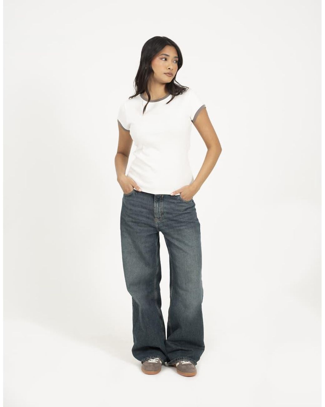 Brave Soul White Cotton Jersey Contrast Edge Short Sleeve T-Shirt