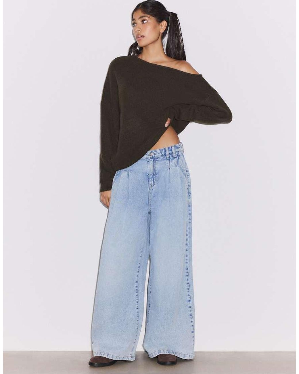 Stradivarius Brown Asymmetric Knit Sweater