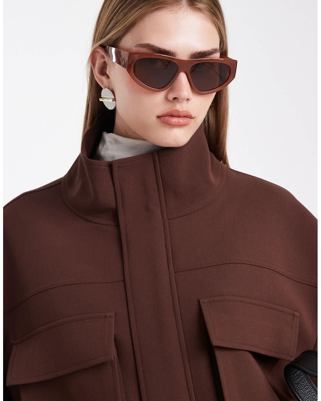 ASOS Brown Tailored Military Patch Pocket Jacket
