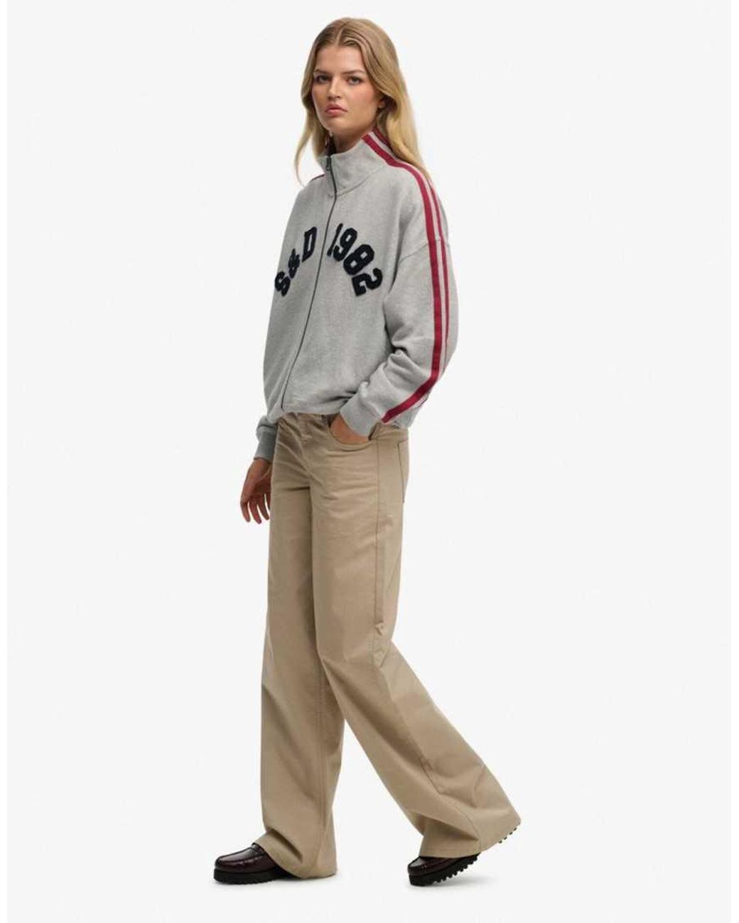 Superdry White Mid Rise Baggy Chino