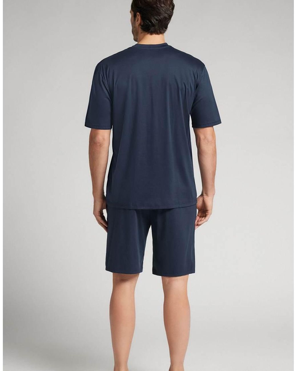 Intimissimi Blue Short Mercerised Premium Cotton Pyjamas for men