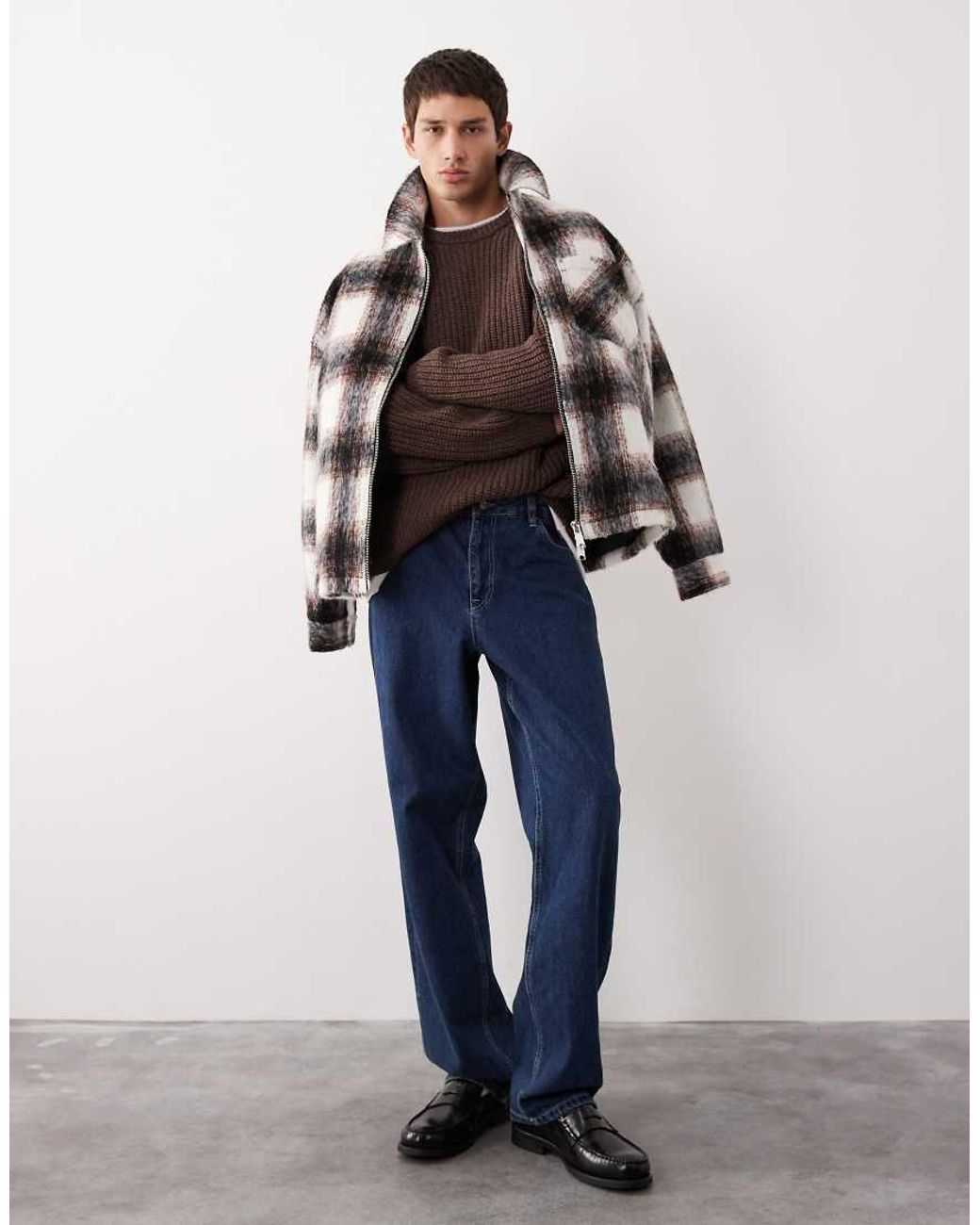 ASOS COLLECTIVE Brown Oversized Knitted Wool Jumper for men