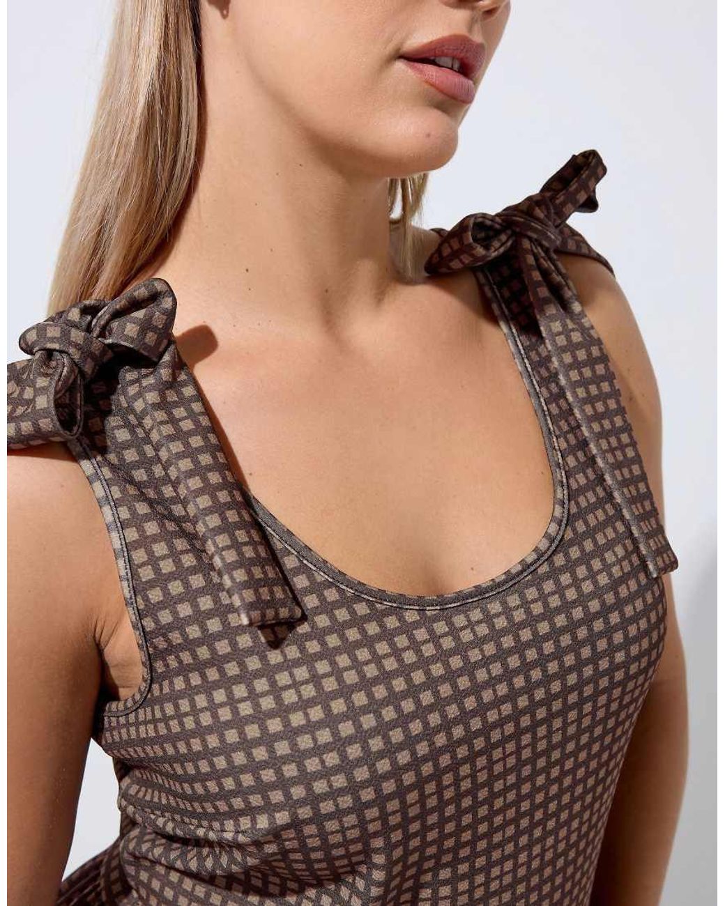 Yours Clothing Brown Gingham Jumpsuit