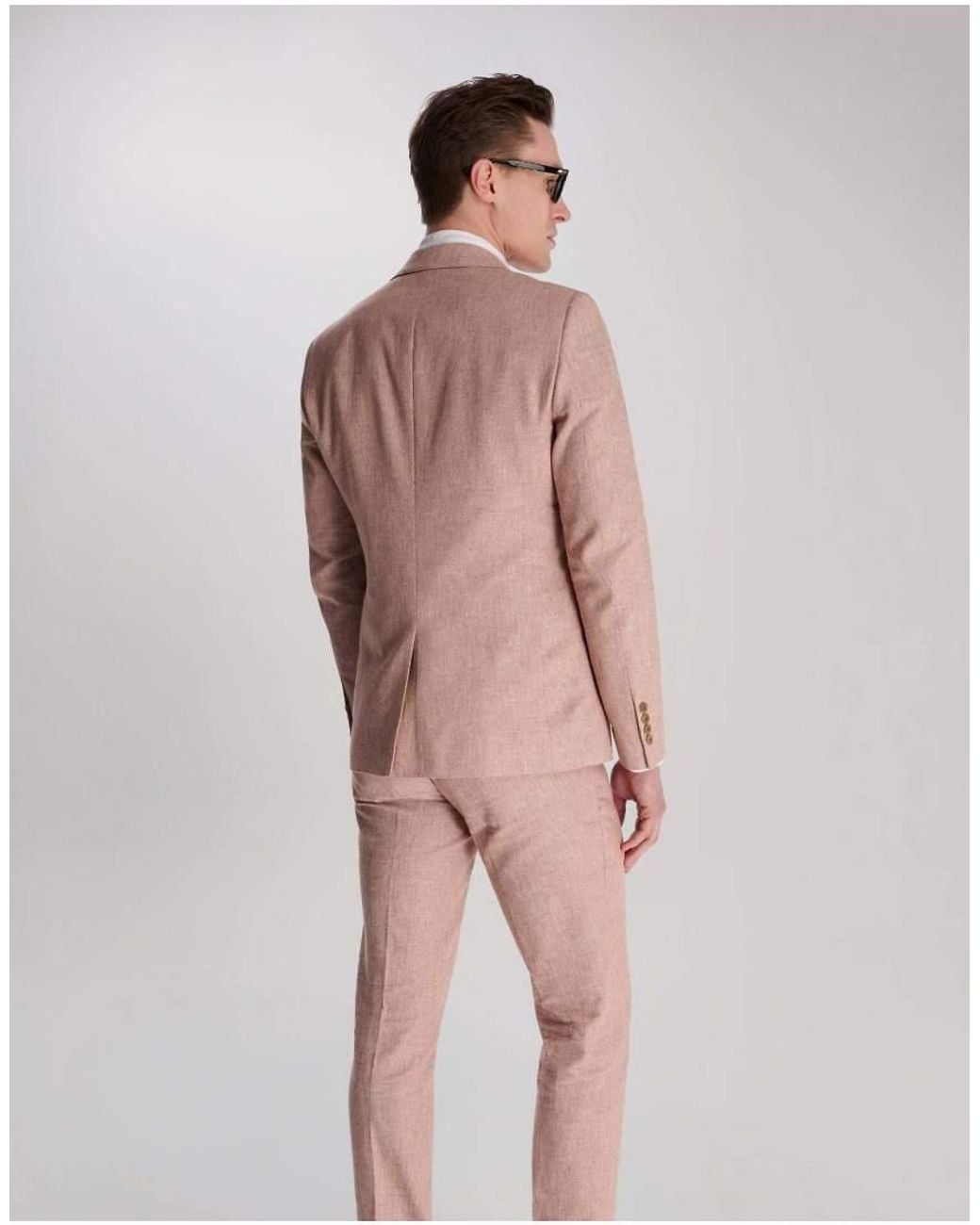 Harry Brown Pink Giacomo Slim Fit Cotton Linen Suit Jacket for men