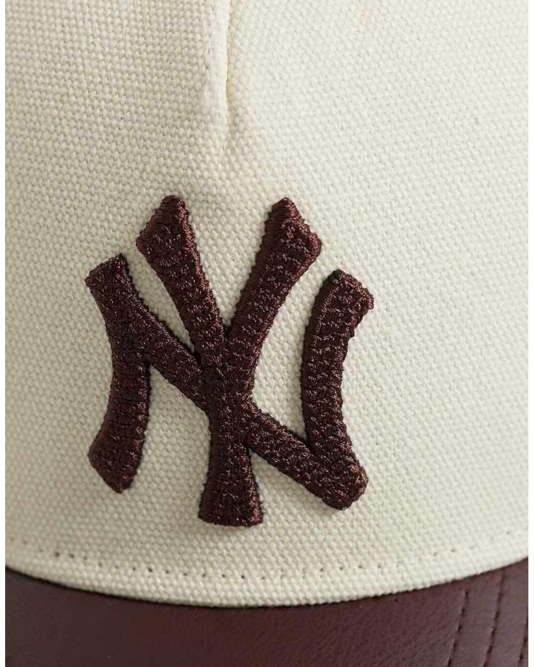KTZ Natural Ny Yankees Womens 9forty Contrast Pu Leather Peak Cap