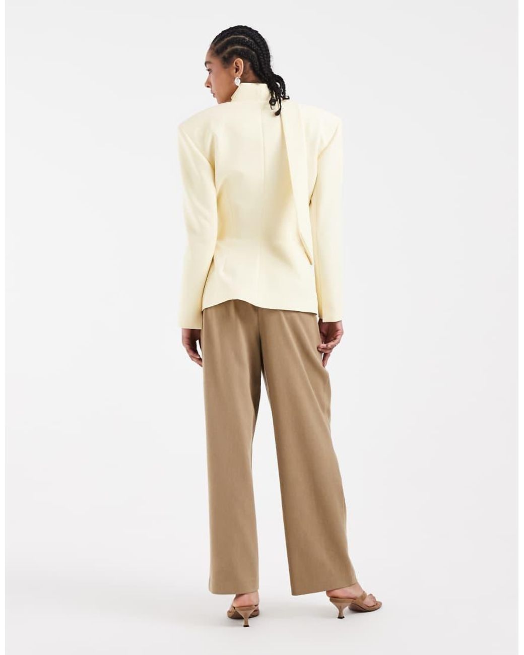 ASOS Natural Cinched Blazer With Scarf Detail