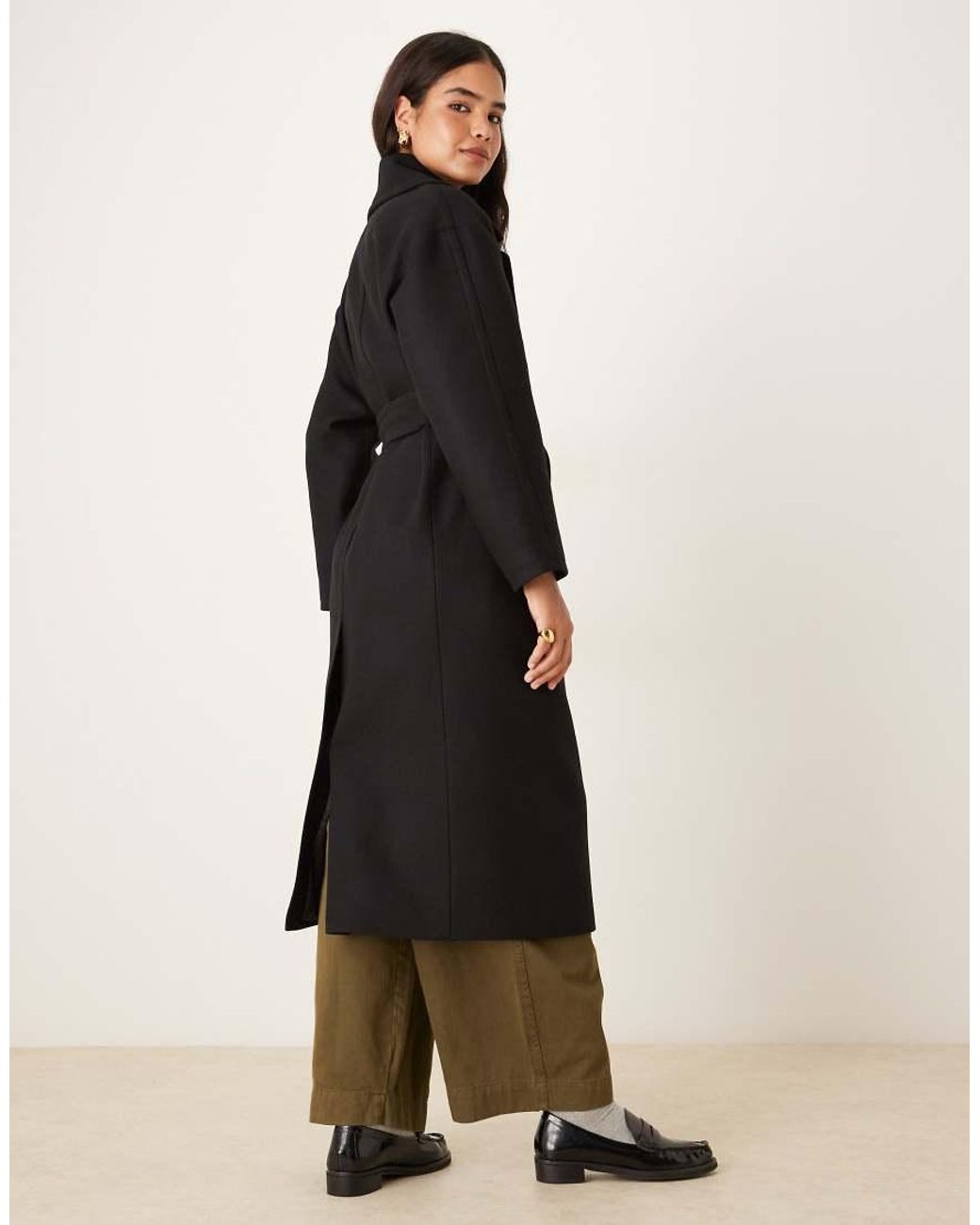 Mango Black Tailored Tie-waist Coat