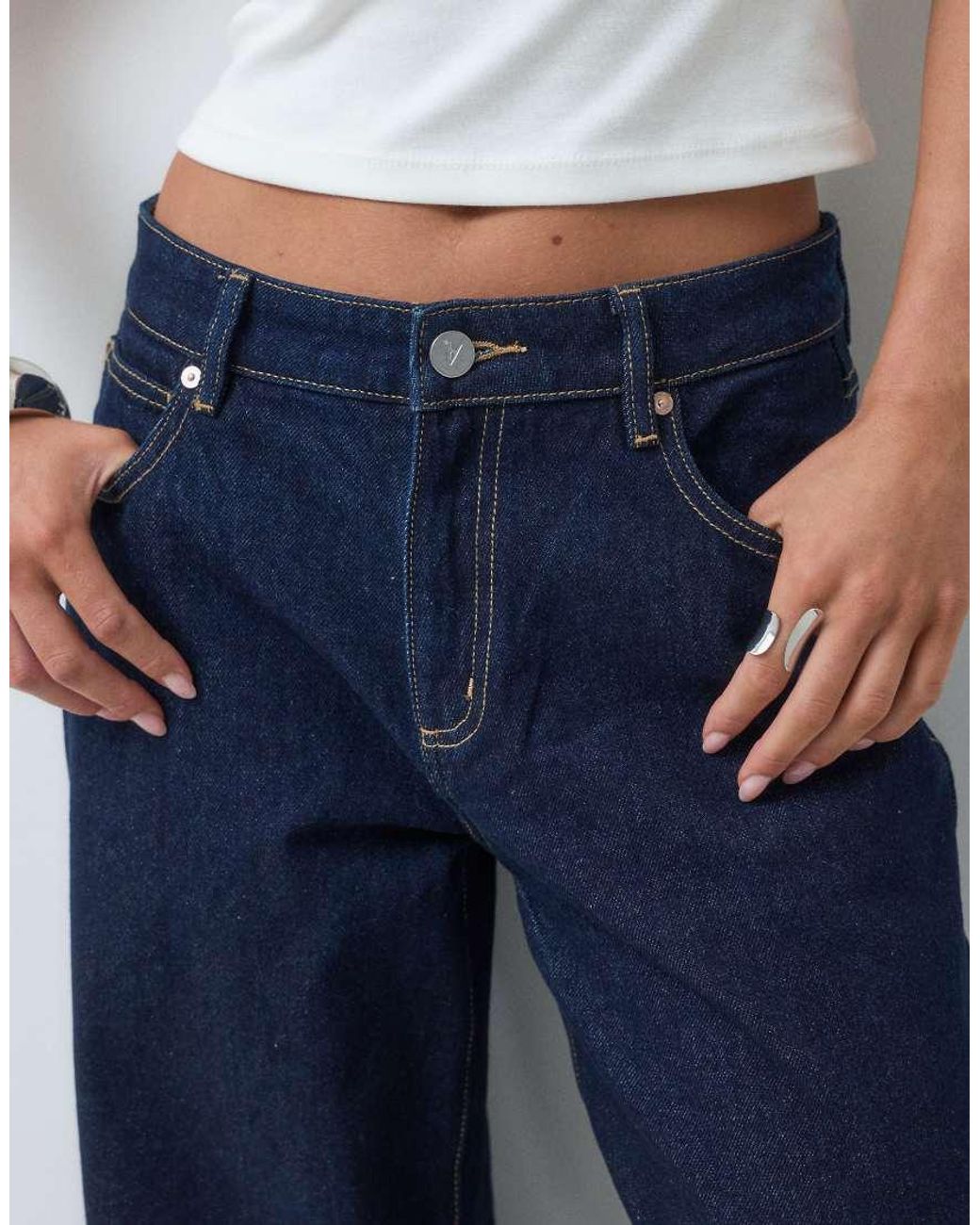 Abrand Jeans Blue Petite 95 Mid Rise Wide Leg Jeans