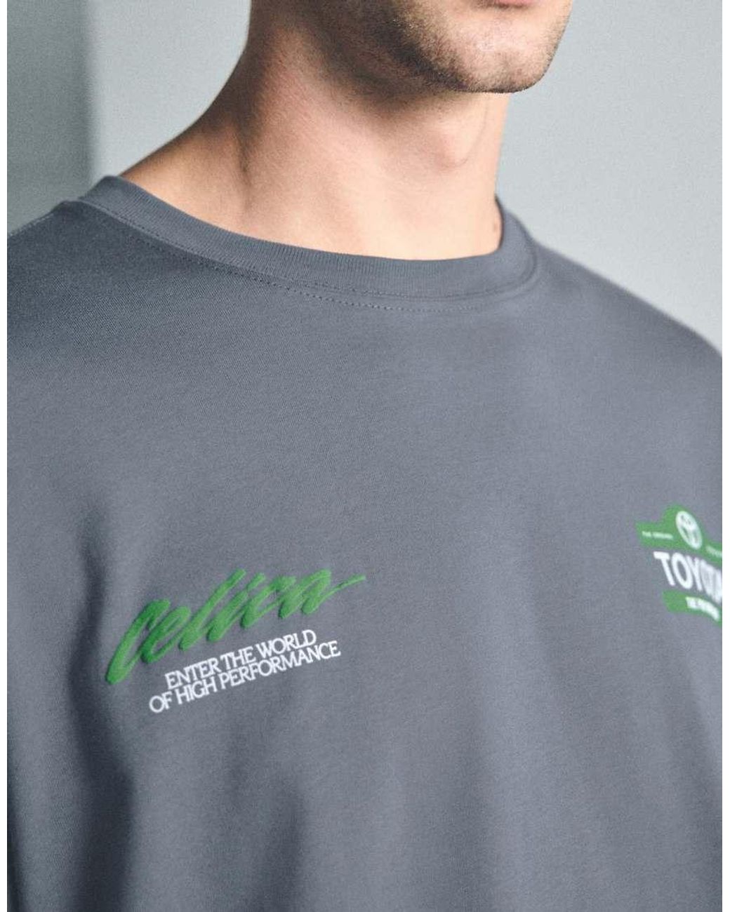Pull&Bear Blue Toyota Celica Long Sleeve T-Shirt for men