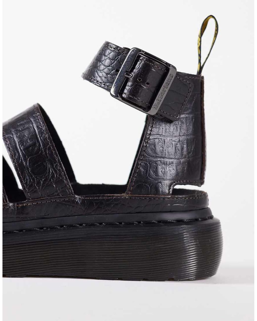 Dr. Martens Blue Clarissa Quad Sandal With Croc Embossed Detail
