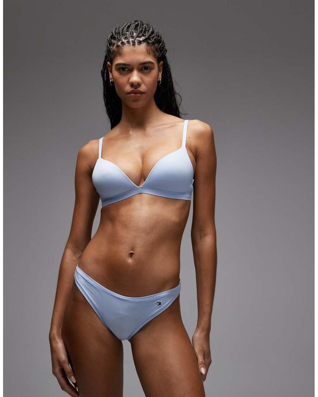 Tommy Hilfiger Blue Microfibre Essentials Padded Triangle Bra