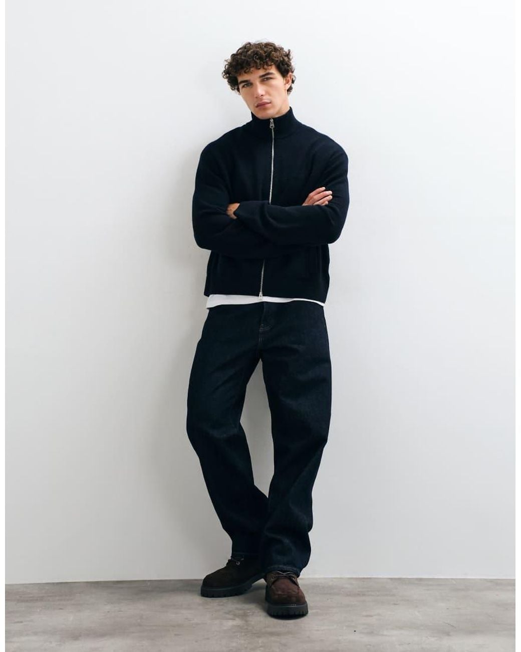ARKET Blue Zip Up Cardigan for men