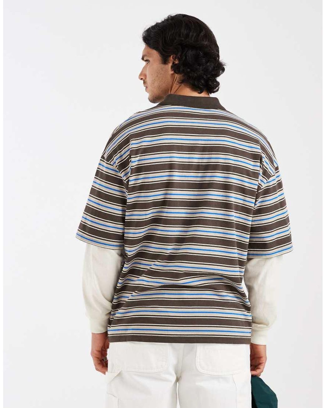Redefined Rebel Gray Phil Boxy Double Sleeve Polo Shirt for men
