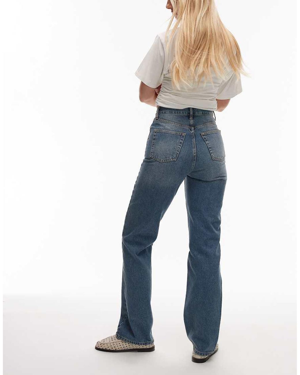 Topshop Hourglass Blue Kort High Rise Straight Jean