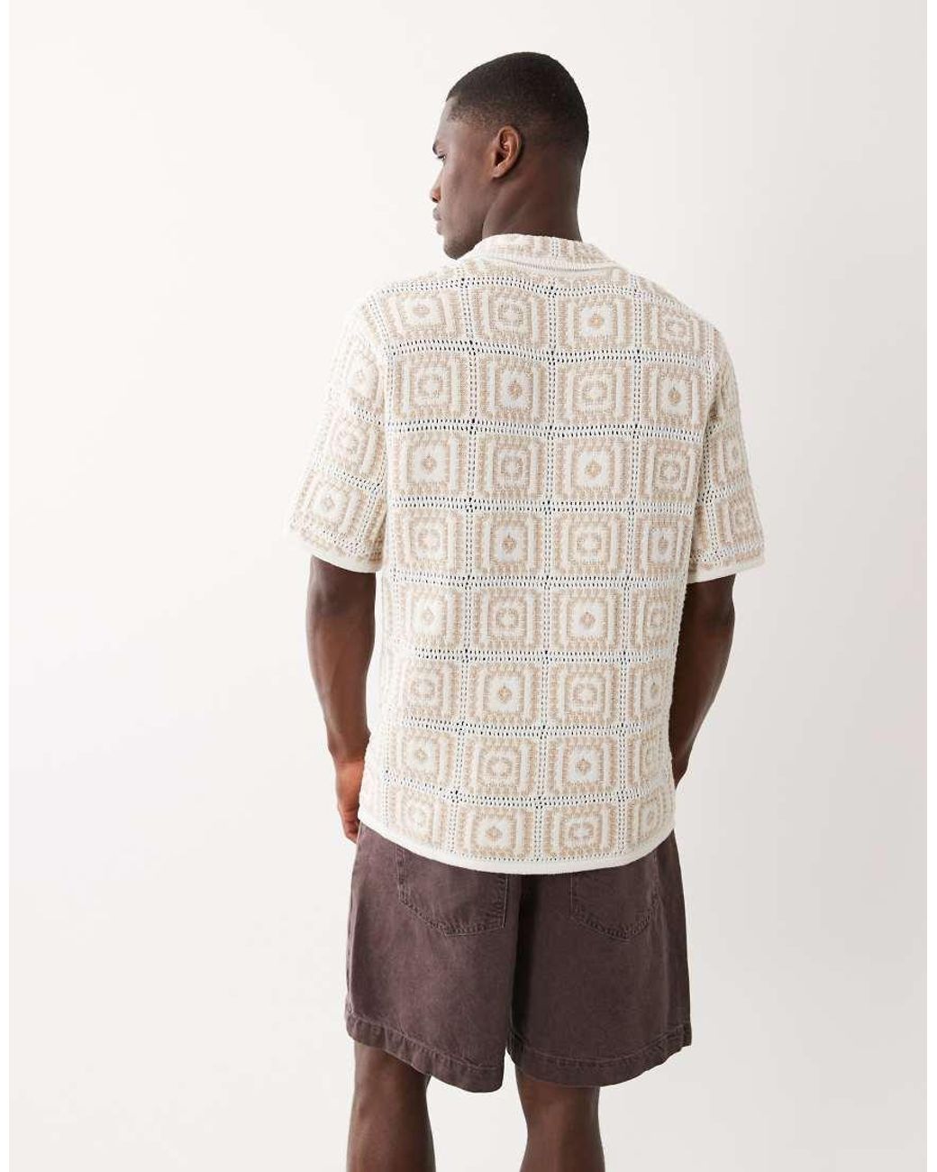 Only & Sons Natural Crochet Relaxed Fit Shirt for men