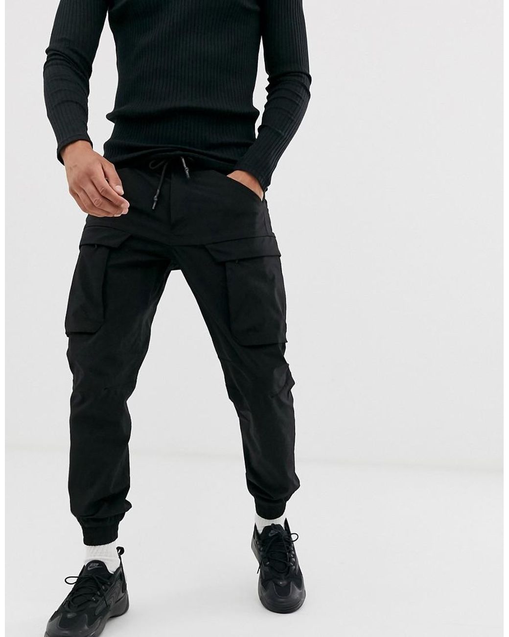 Jack & Jones Cargo Trousers Slim Fit in Black for Men | Lyst UK