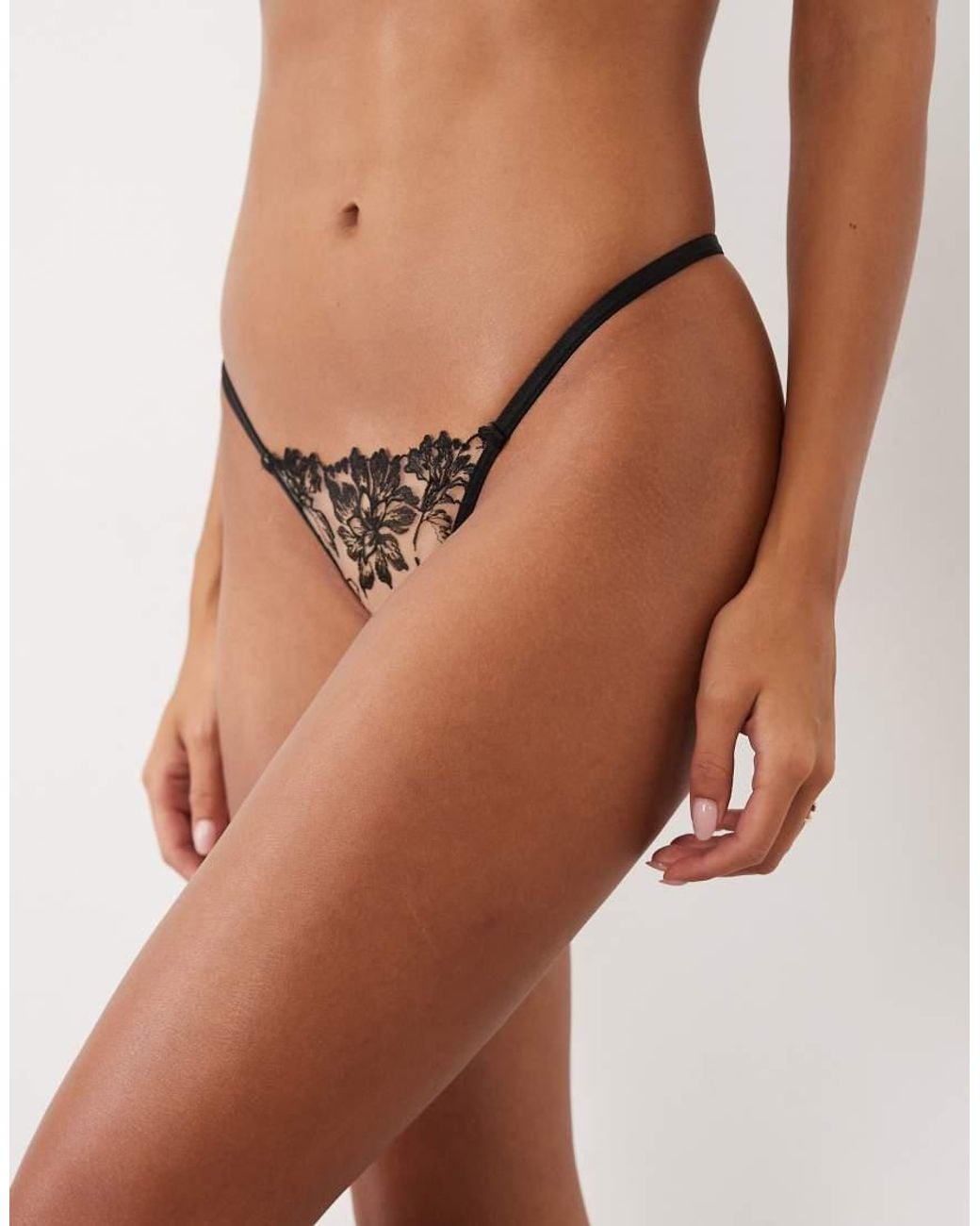 Bluebella Brown Samara Embroidered Mesh Thong