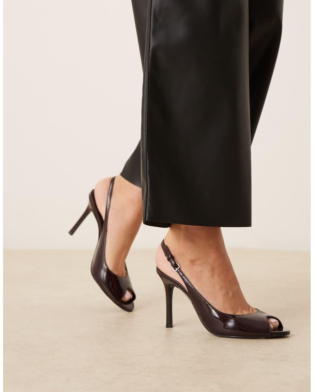 Mango Black Open Toe Sling Back Heel
