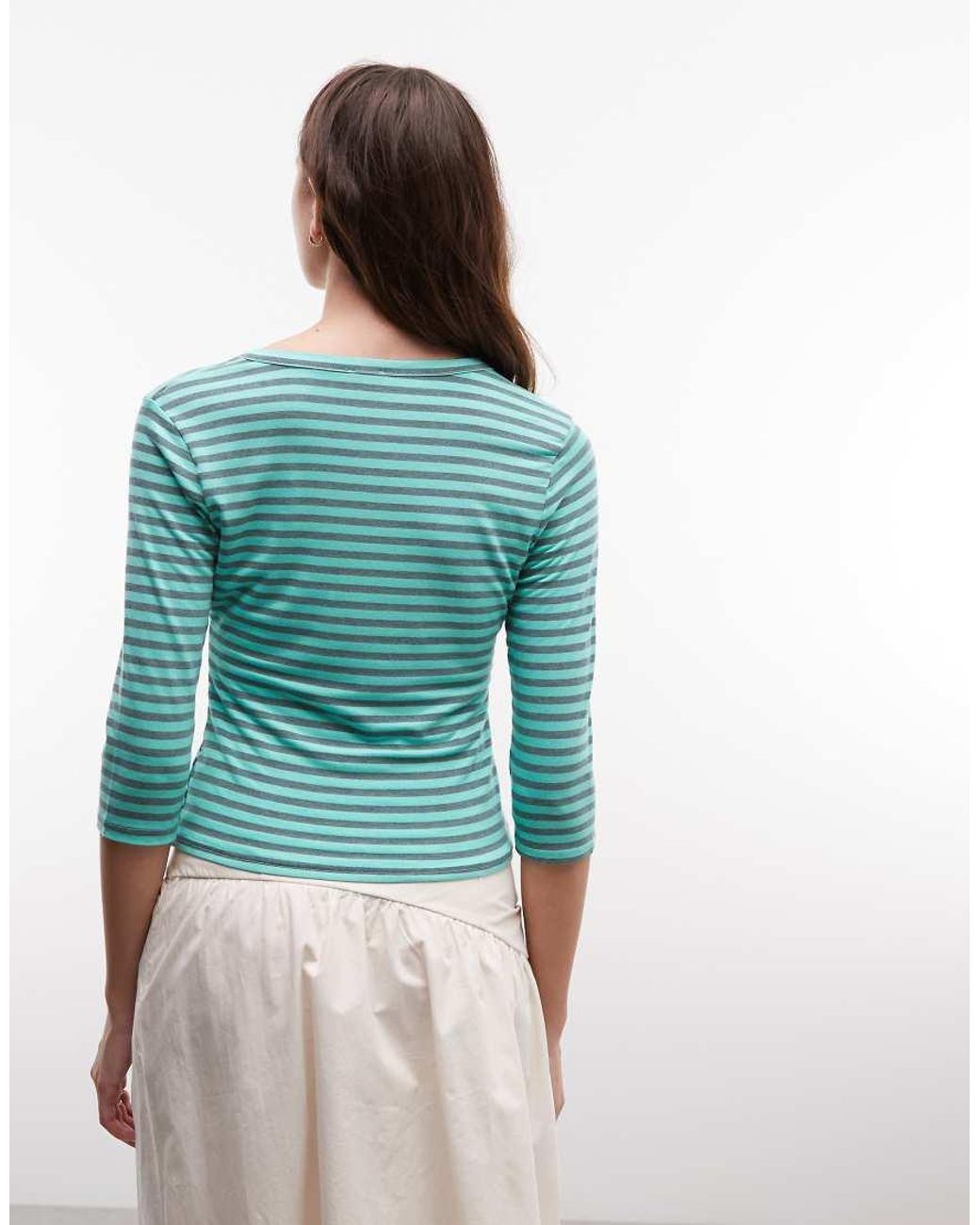 Collusion Blue Plunge Vneck 3/4 Sleeve Top