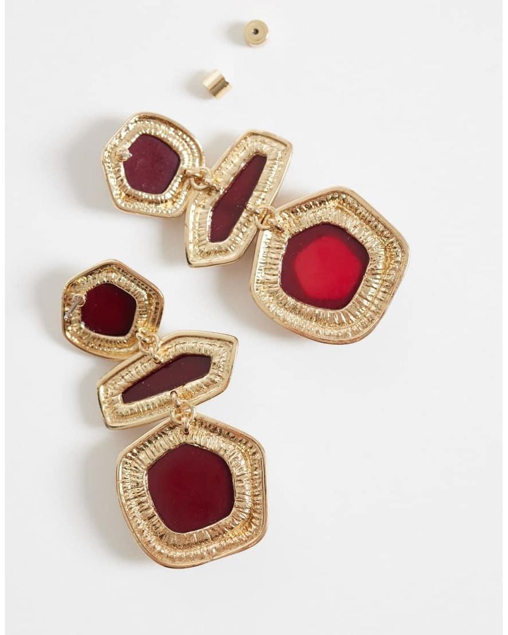 ASOS Metallic Earrings With Triple Drop Resin Stone Set