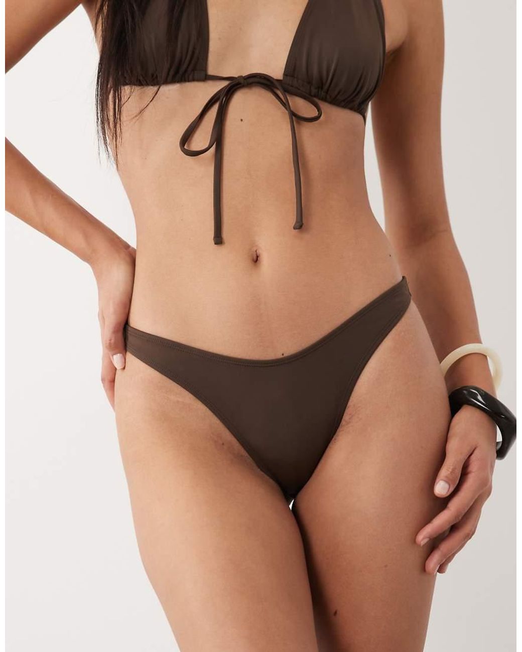 ASOS Natural Maya Ibiza High Leg Cheeky Brazilian Bikini Bottom