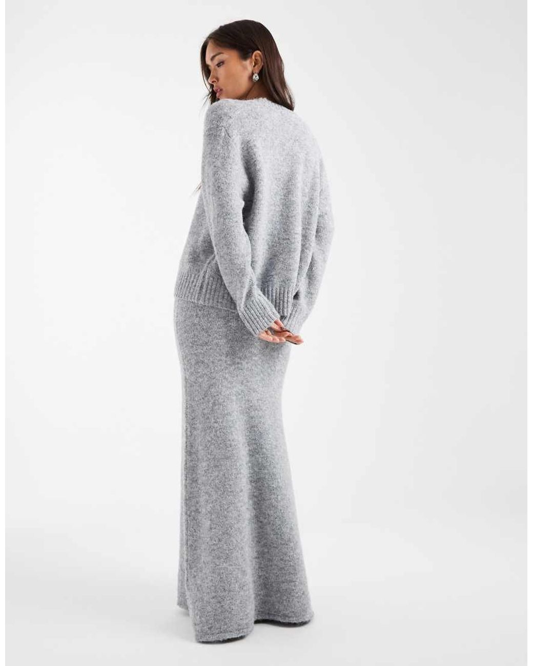 4th & Reckless White Wool Feel Knit Column Maxi Skirt Co-Ord