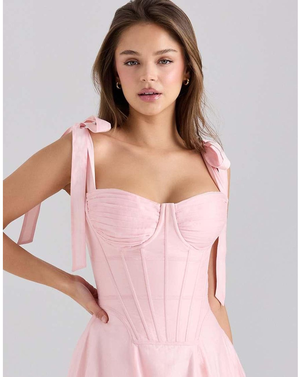 House Of Cb Pink Leia Chiffon Tie Strap Midi Dress