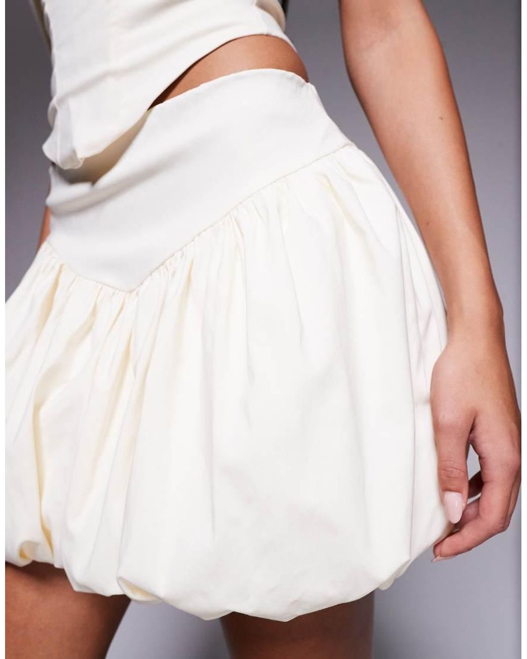 Goddiva White Bengaline Balloon Mini Skirt