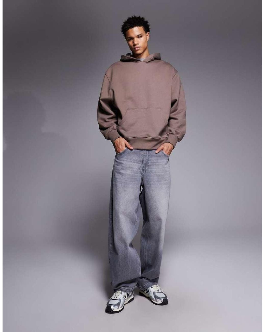 ASOS Gray Premium Heavyweight Oversized Hoodie for men