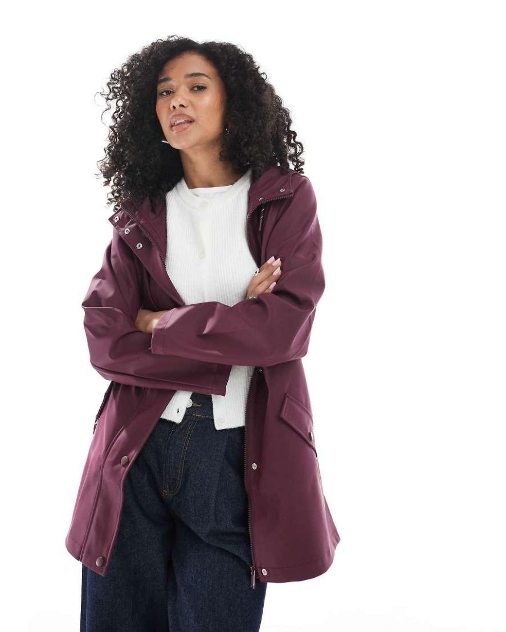 Vero Moda Blue Coated Rain Jacket With Hood