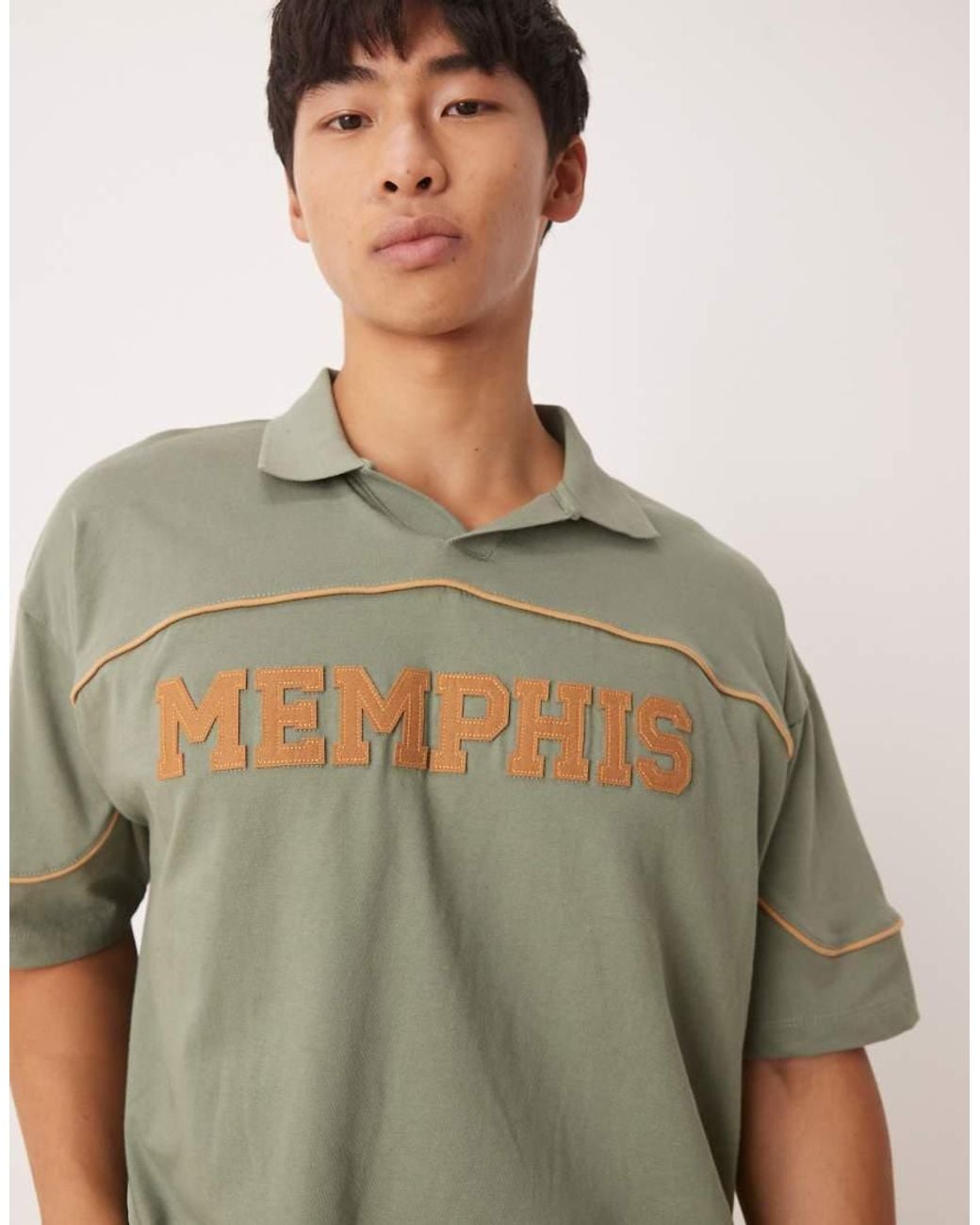 ASOS Green Boxy Oversized Polo With City Print for men