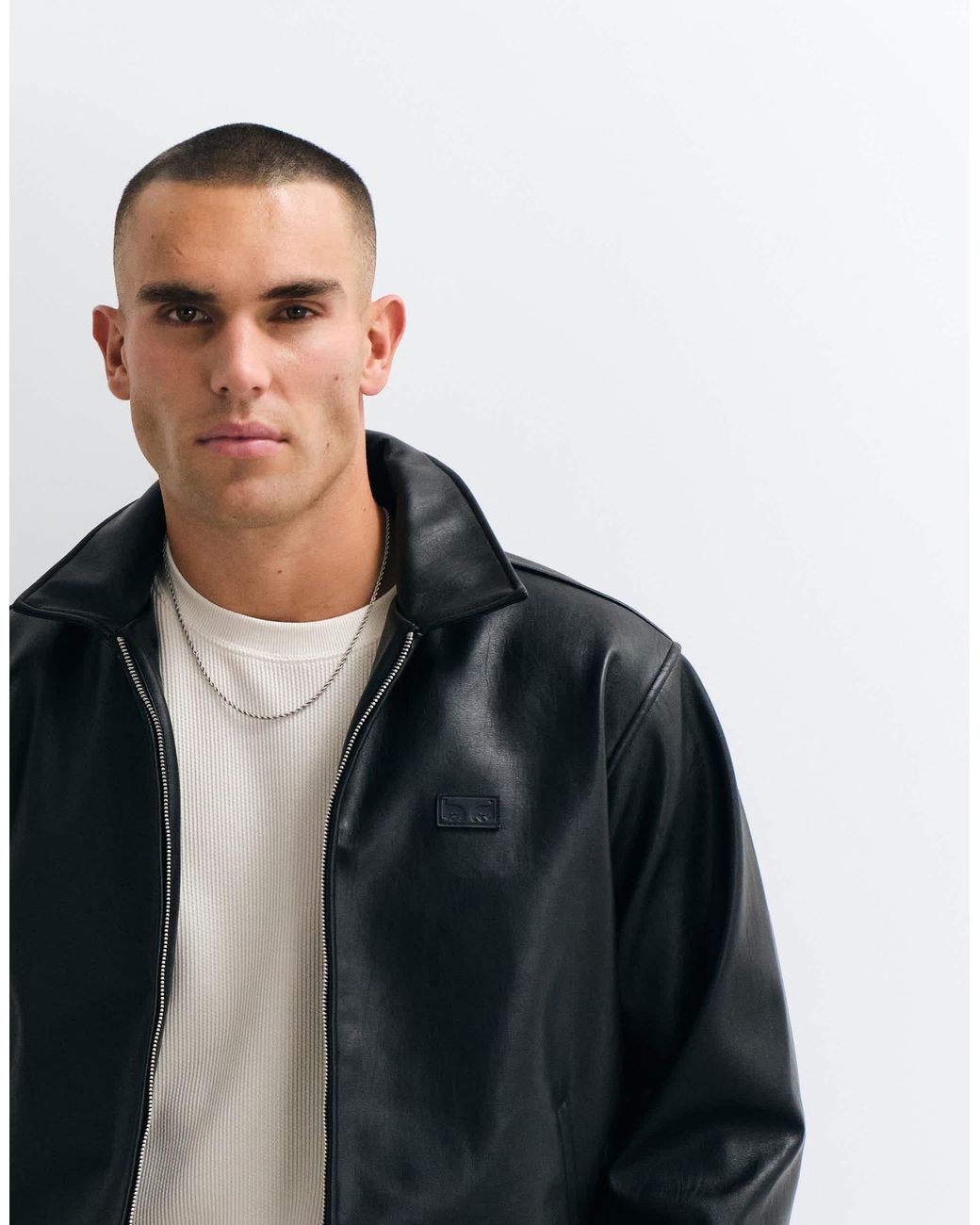 Obey Black Workman Faux Leather Jacket for men
