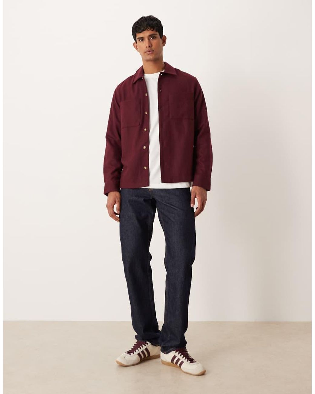 ASOS Red Wool Mix Overshirt for men
