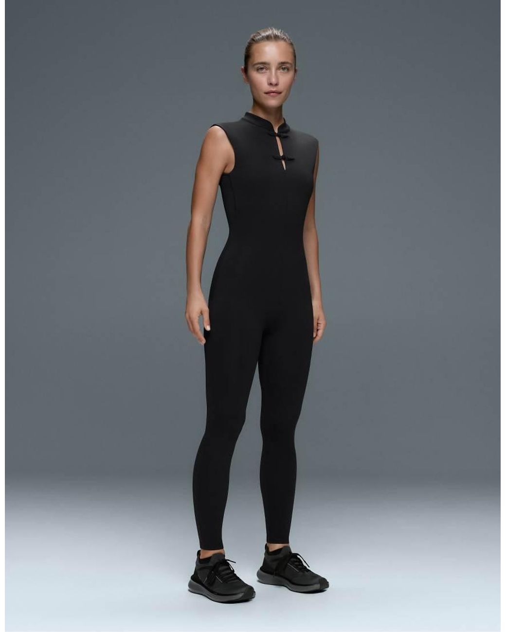 Oysho Black Comfortlux Long Jumpsuit With Mandarin Collar