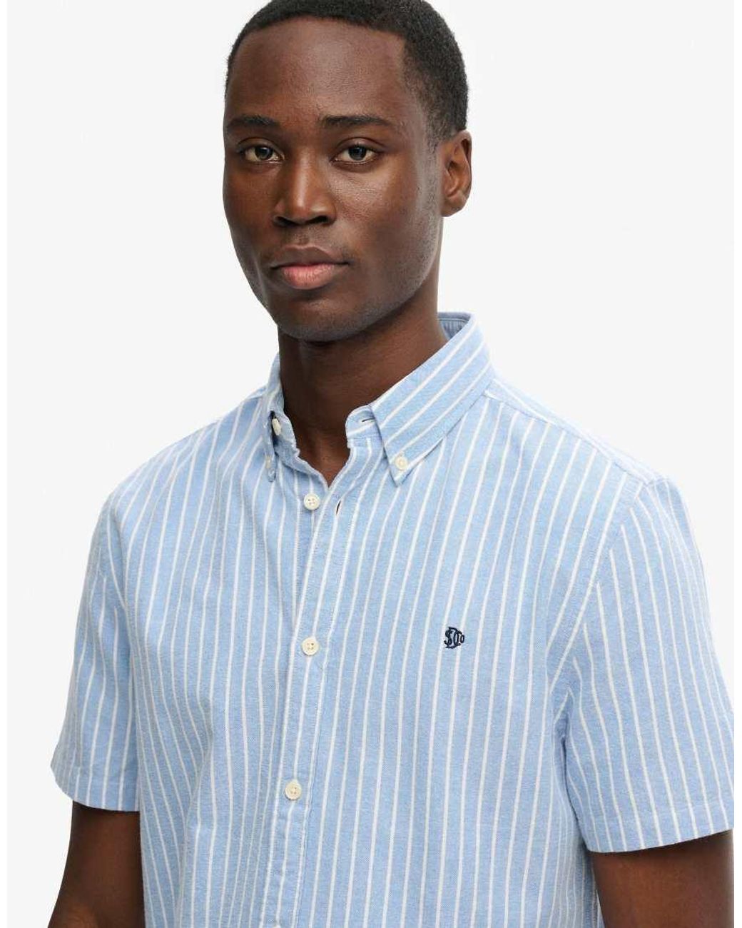 Superdry Blue Preppy Oxford Short Sleeve Shirt for men
