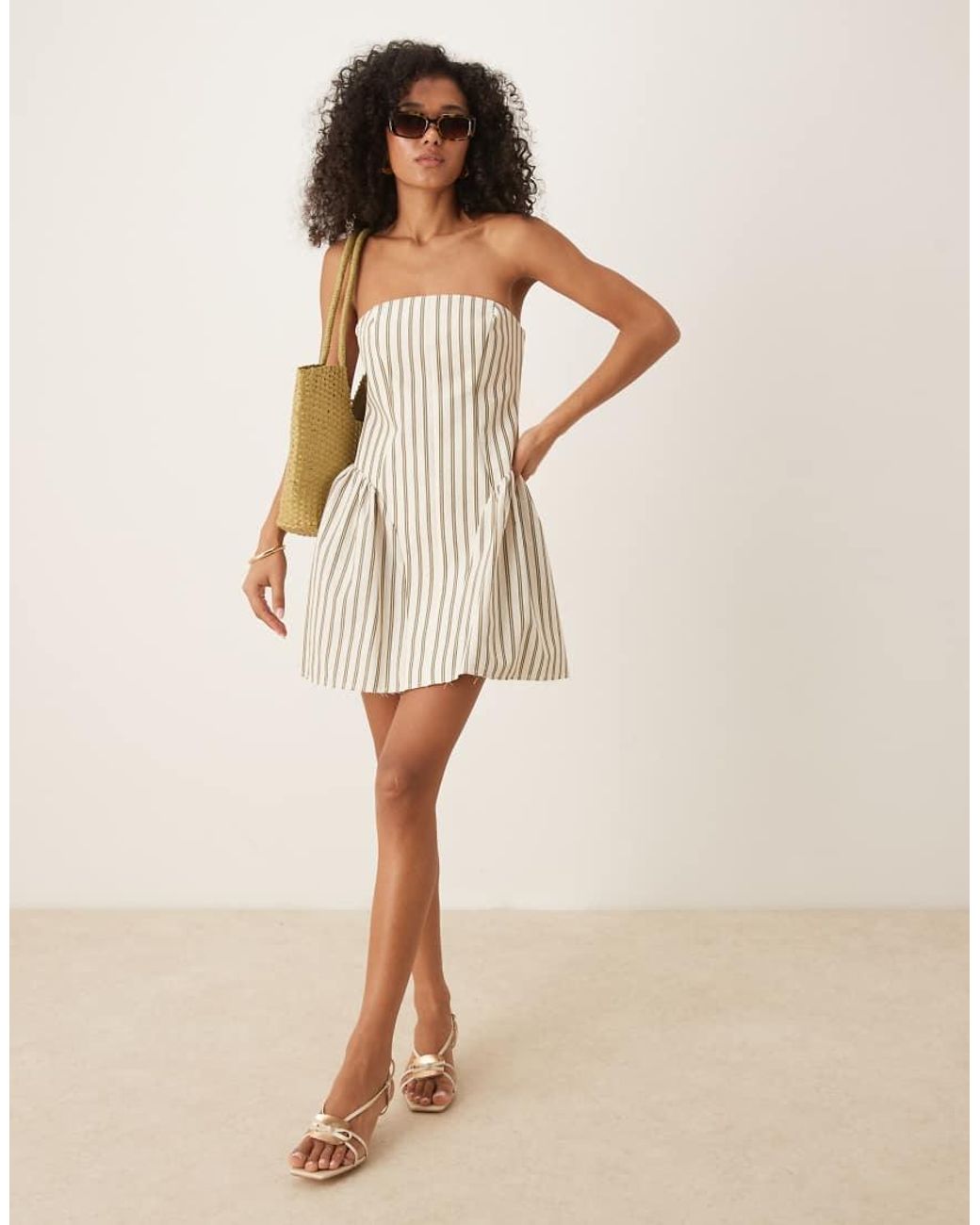 ASOS Natural Bandeau Structured Bonded Mini Dress