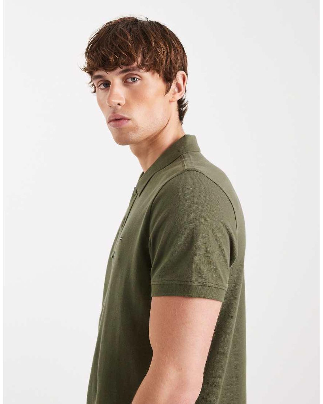 Tommy Hilfiger Green Slim Placket Short Sleeve Polo Shirt for men