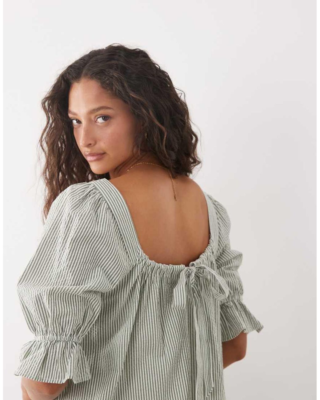 Brave Soul Gray Mini Dress With Puff Sleeves