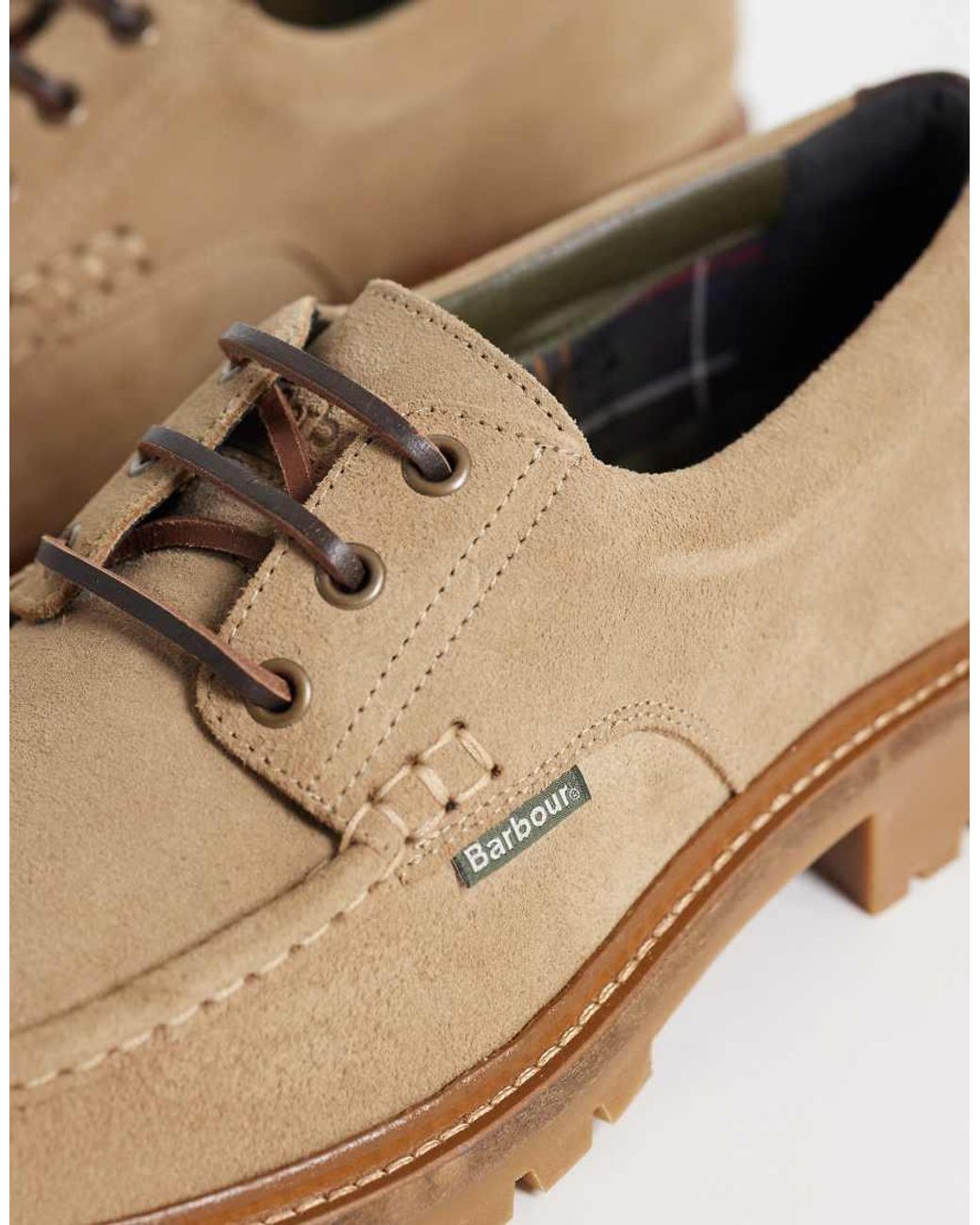 Barbour Natural Paxton Derby Suede Leather Boat Shoe for men