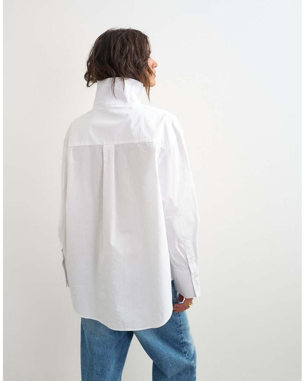 TOPSHOP White Funnel Neck Shirt