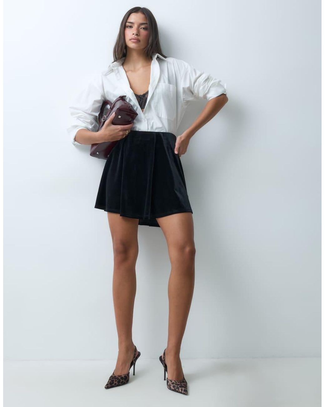 ASOS White Velvet Mini Skirt